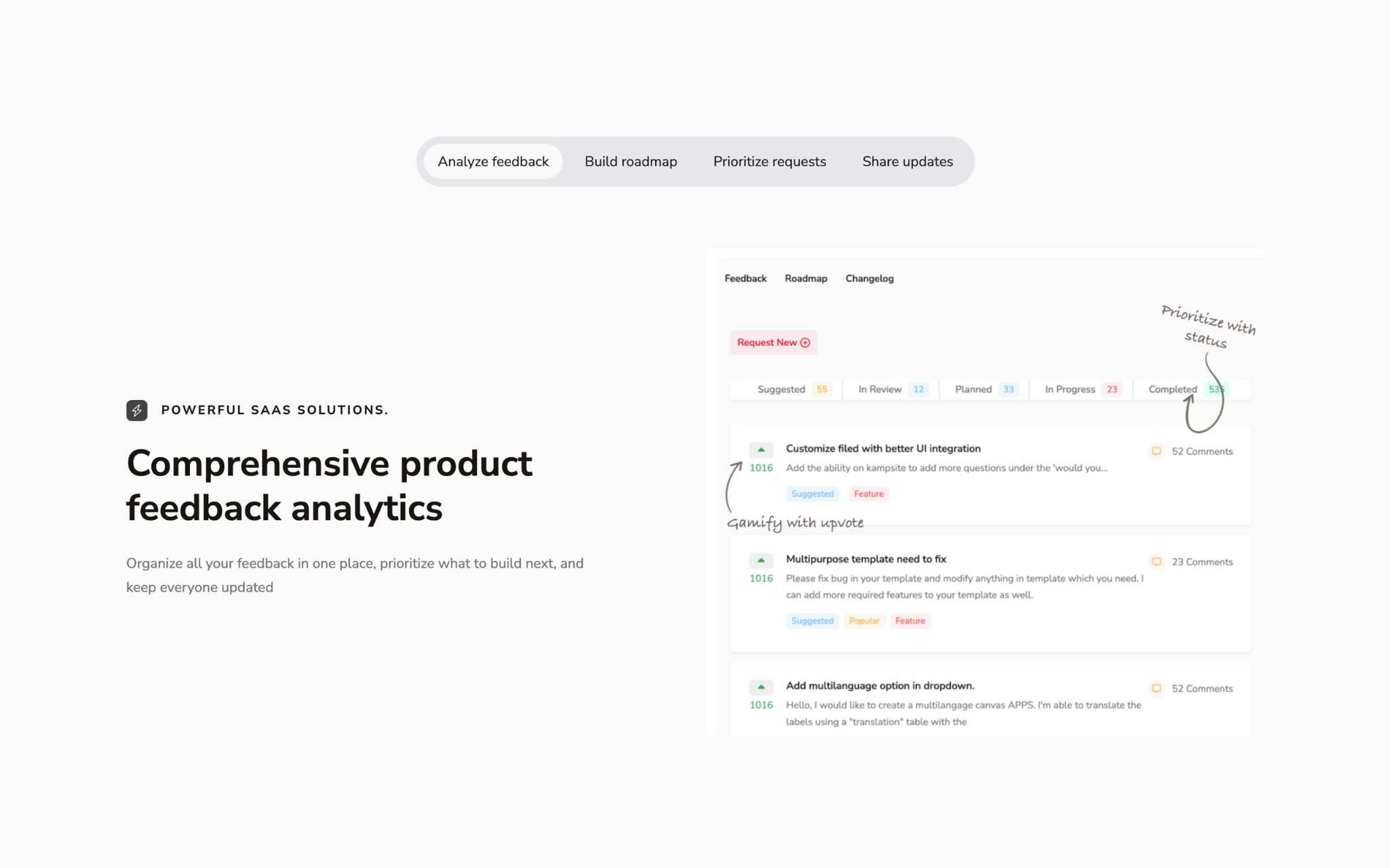 Mídia 2 de Saasfeature - Ferramenta de gerenciamento de solicitação de recurso e feedback