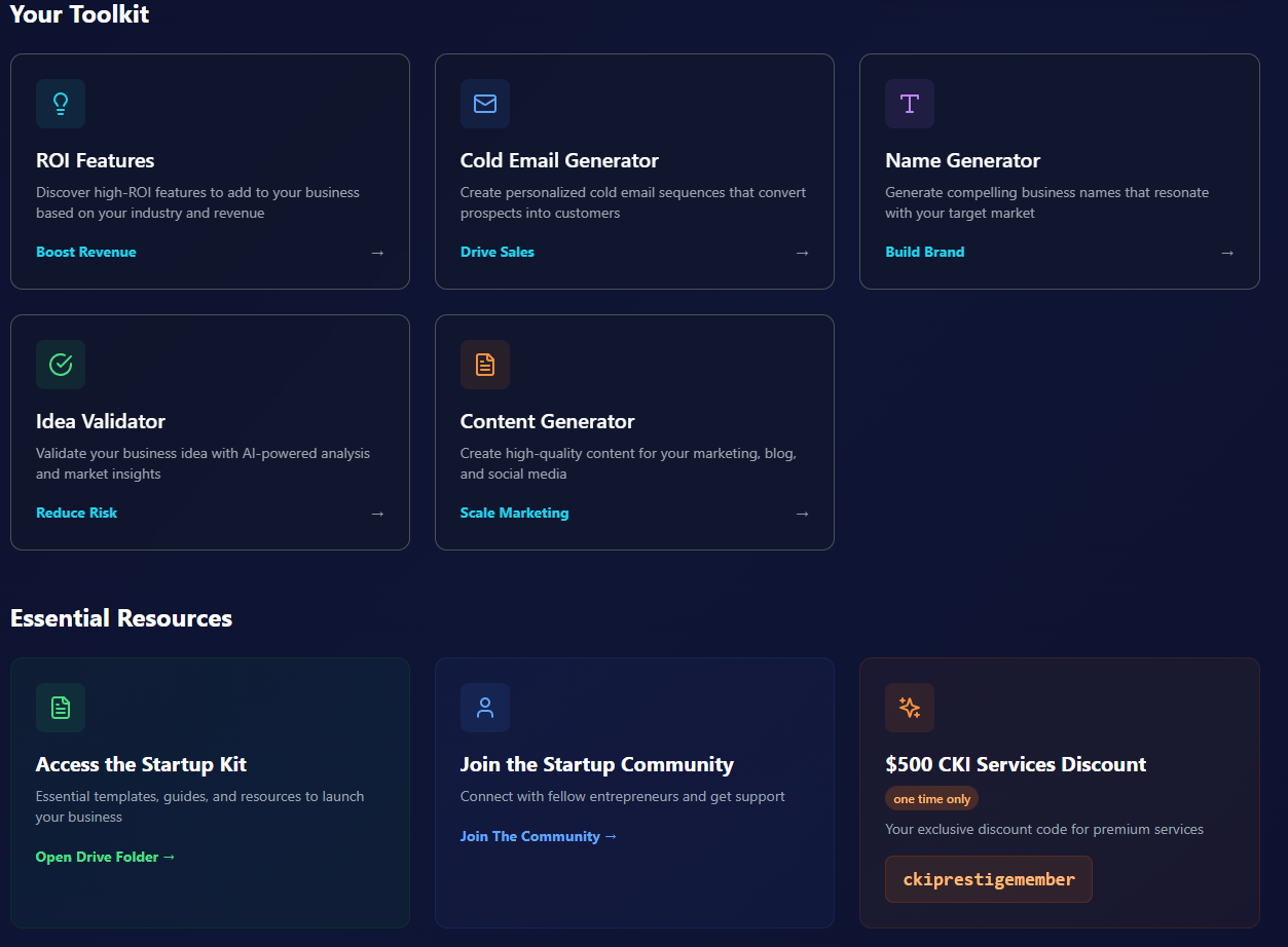 Startup Titan - Screenshot 2 showing product features and functionality