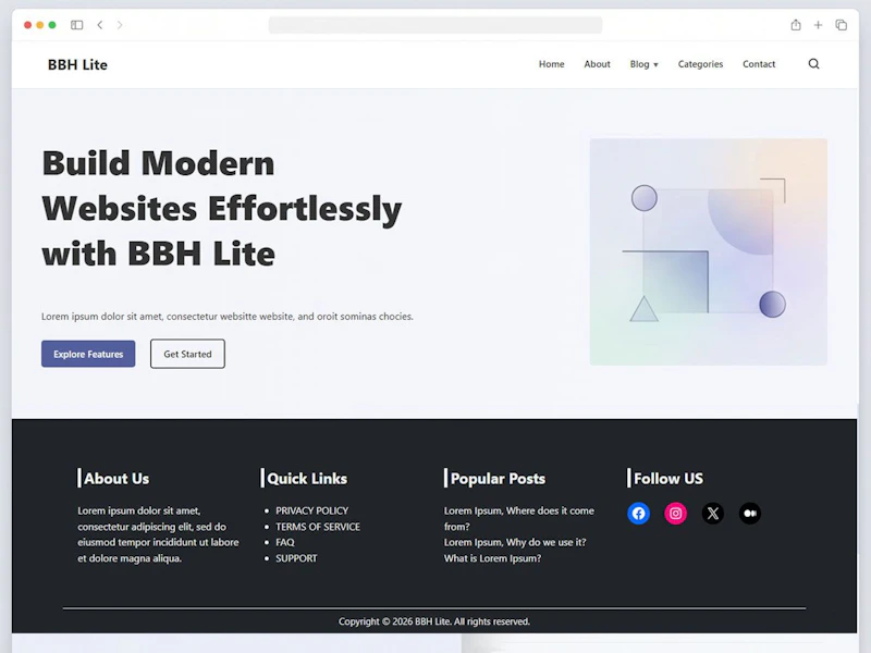 BBH Lite - WordPress Theme screenshot 1