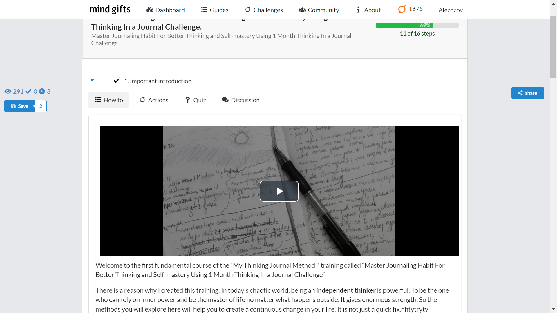 Desafío de diario para un mejor pensamiento media 3