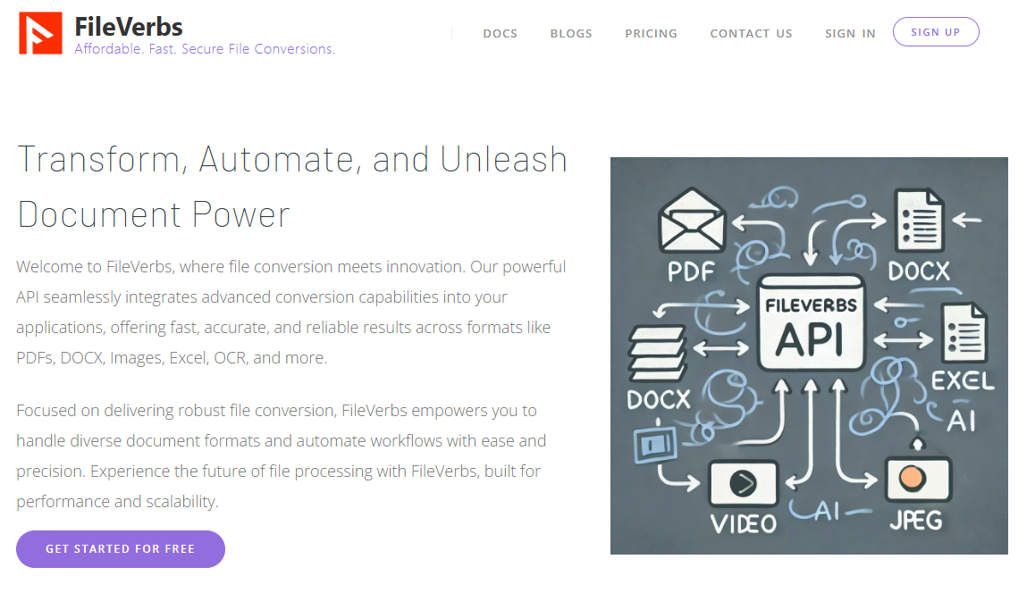 Fileverbs - API rápidas y asequibles de conversión de archivos para desarrolladores. media 2