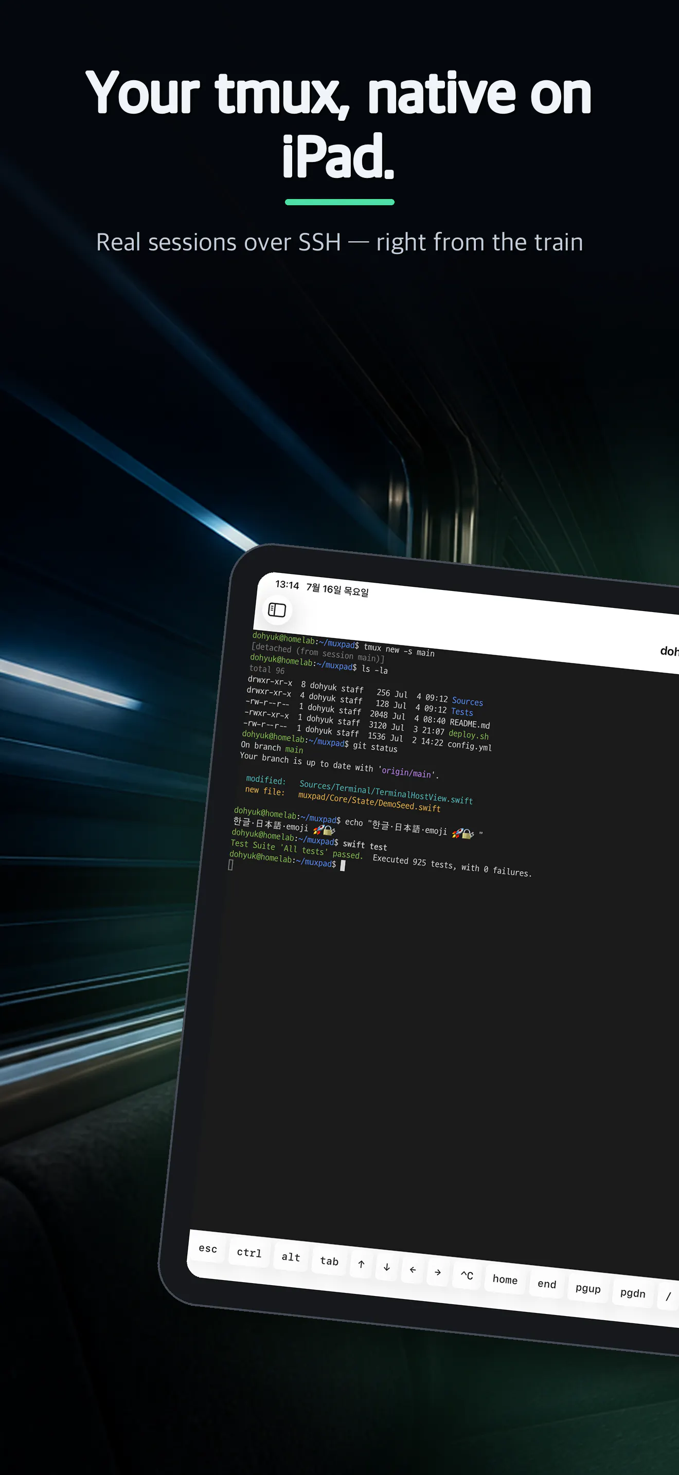 MuxPad — Native tmux terminal for Apple gallery image