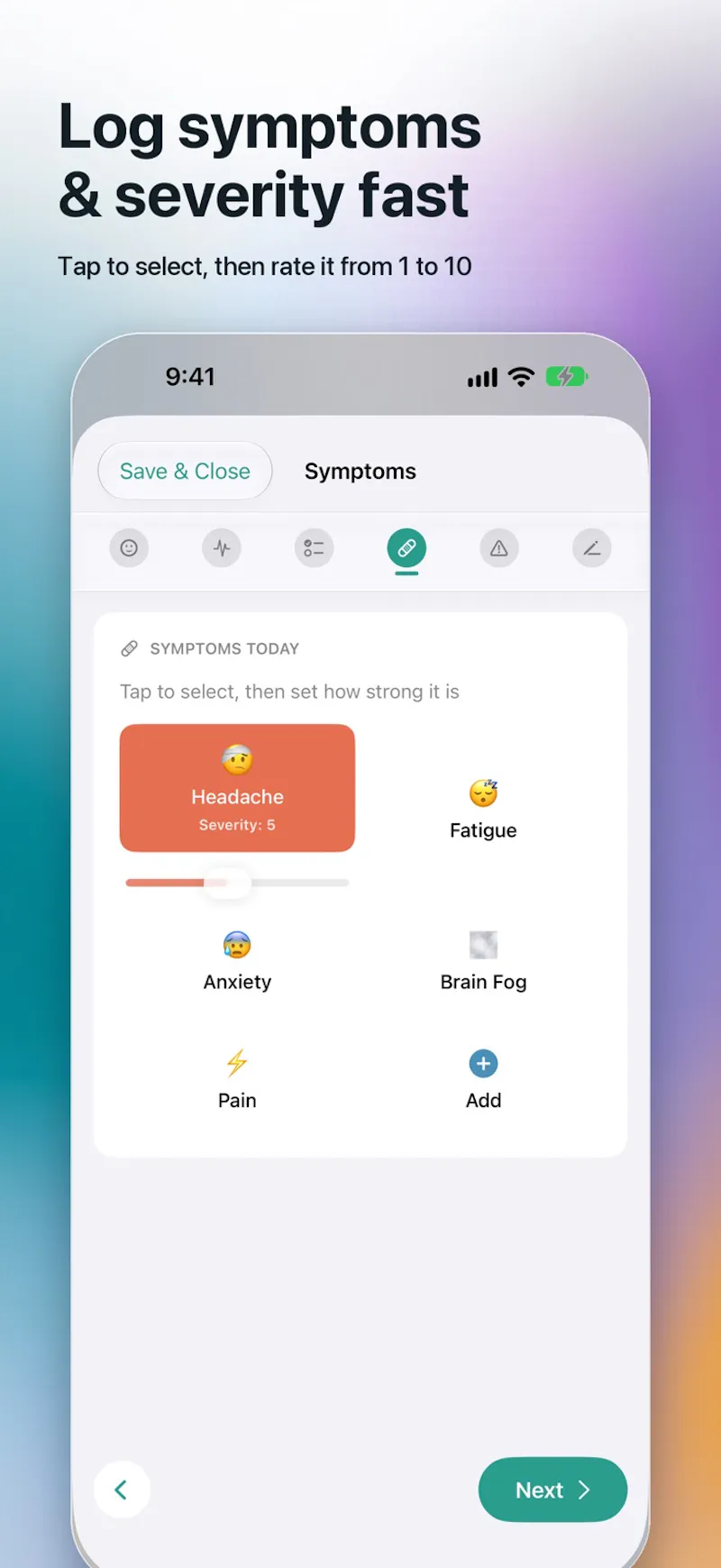 Cadence: Symptom Journal screenshot 2