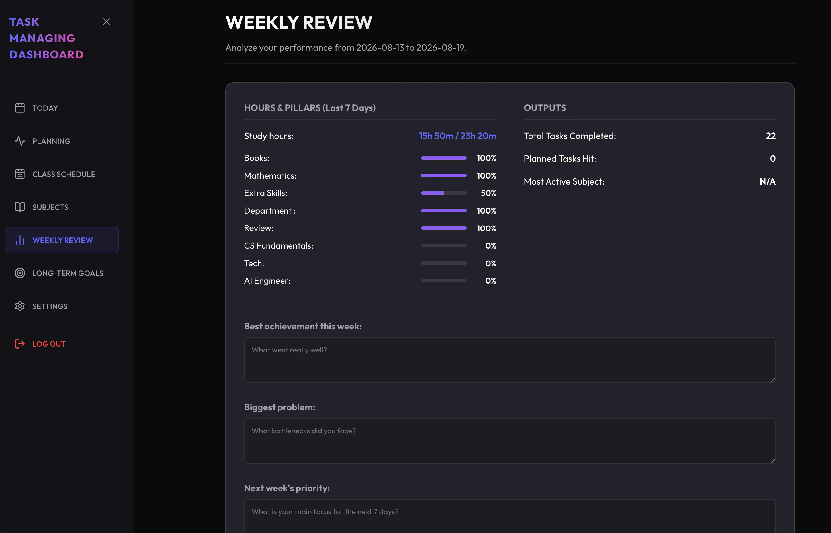 Study Tracker screenshot