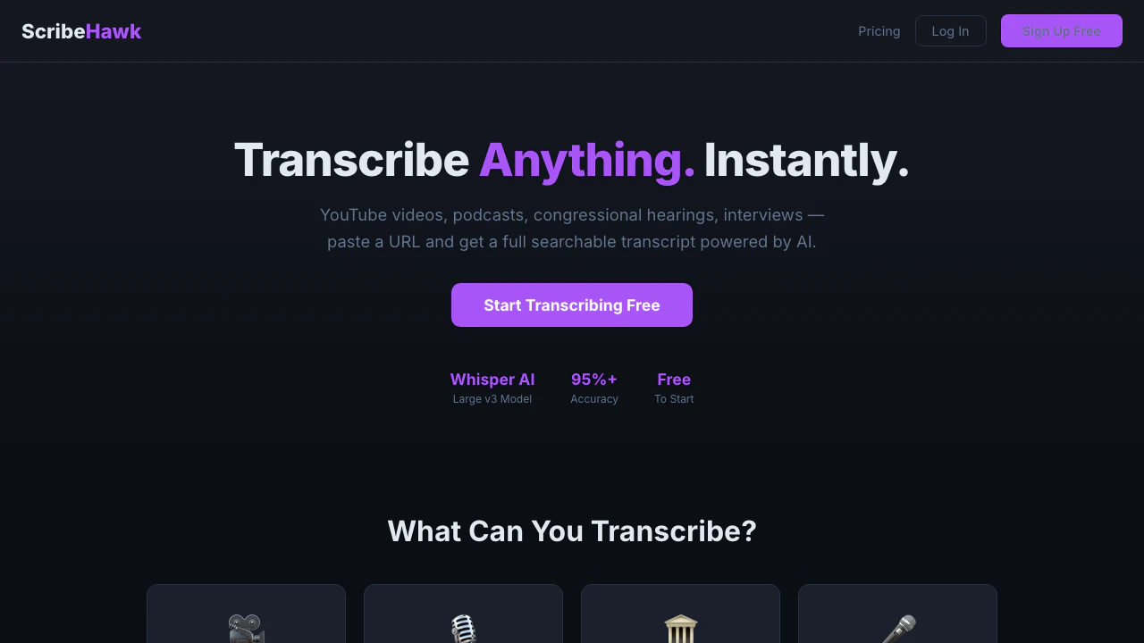 ScribeHawk — Transcribe Anything. logo