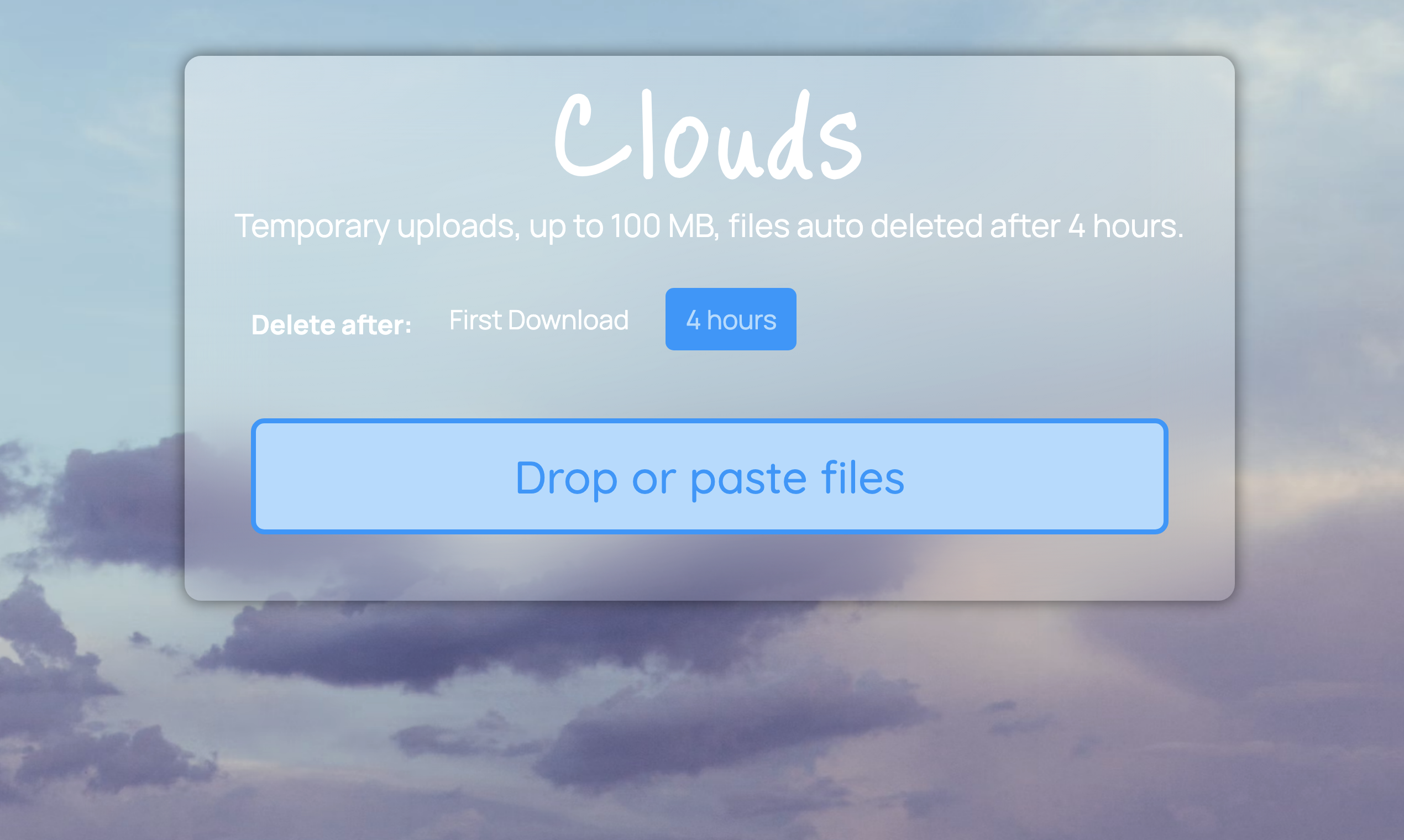 startuptile Clouds-Simple & handy temporary file uploads