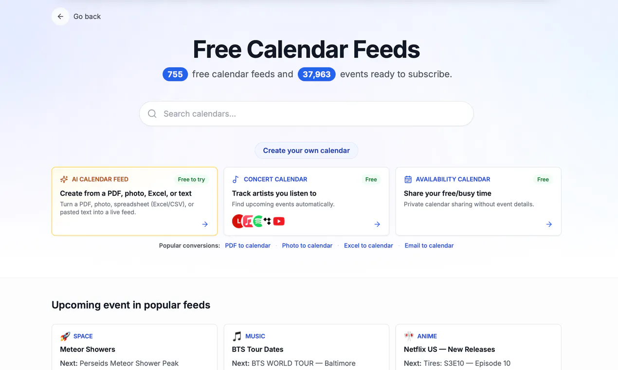 Smart Calendar Feeds gallery image
