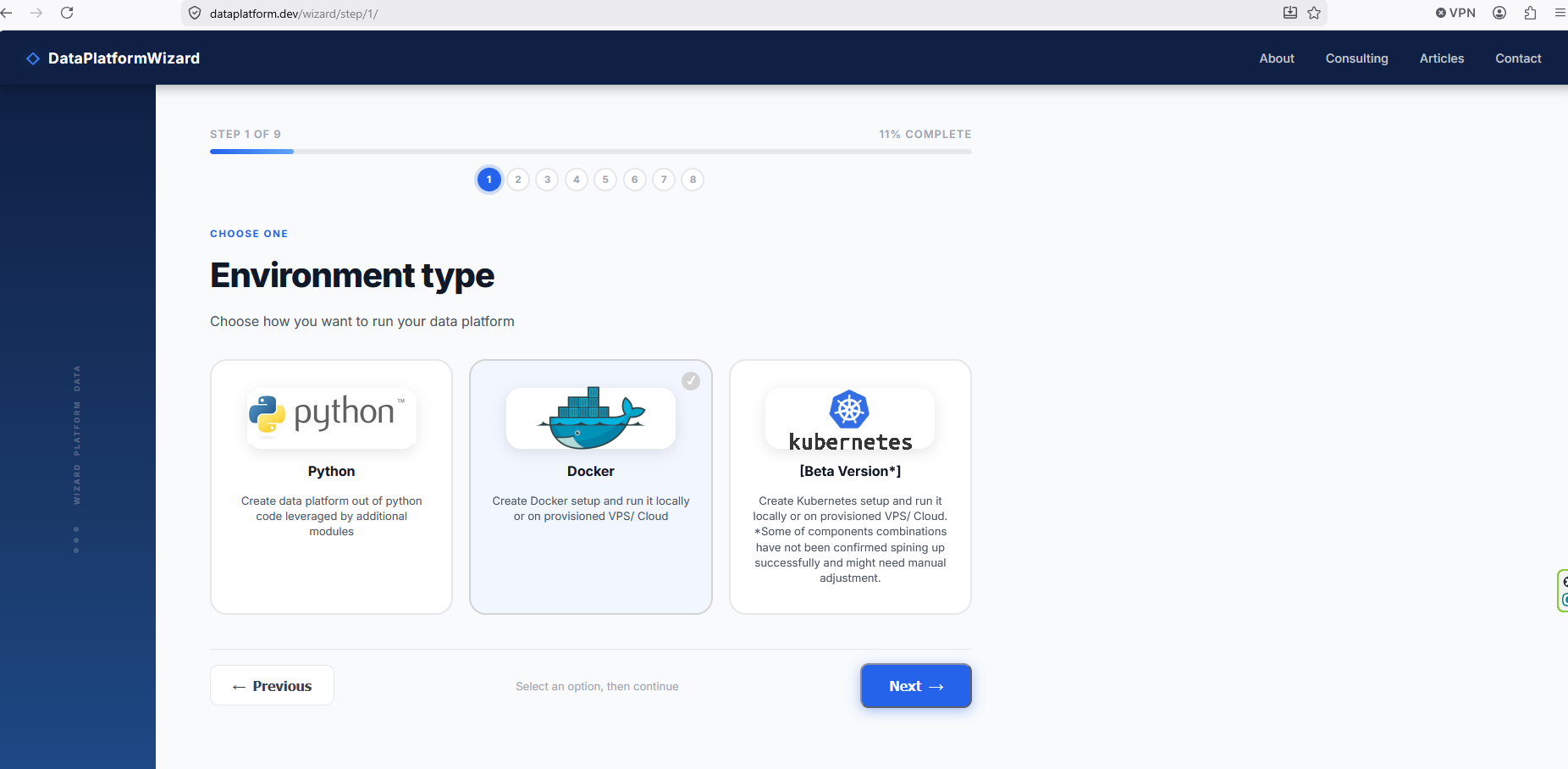 Data Platform Wizard — Build Your Stack gallery image