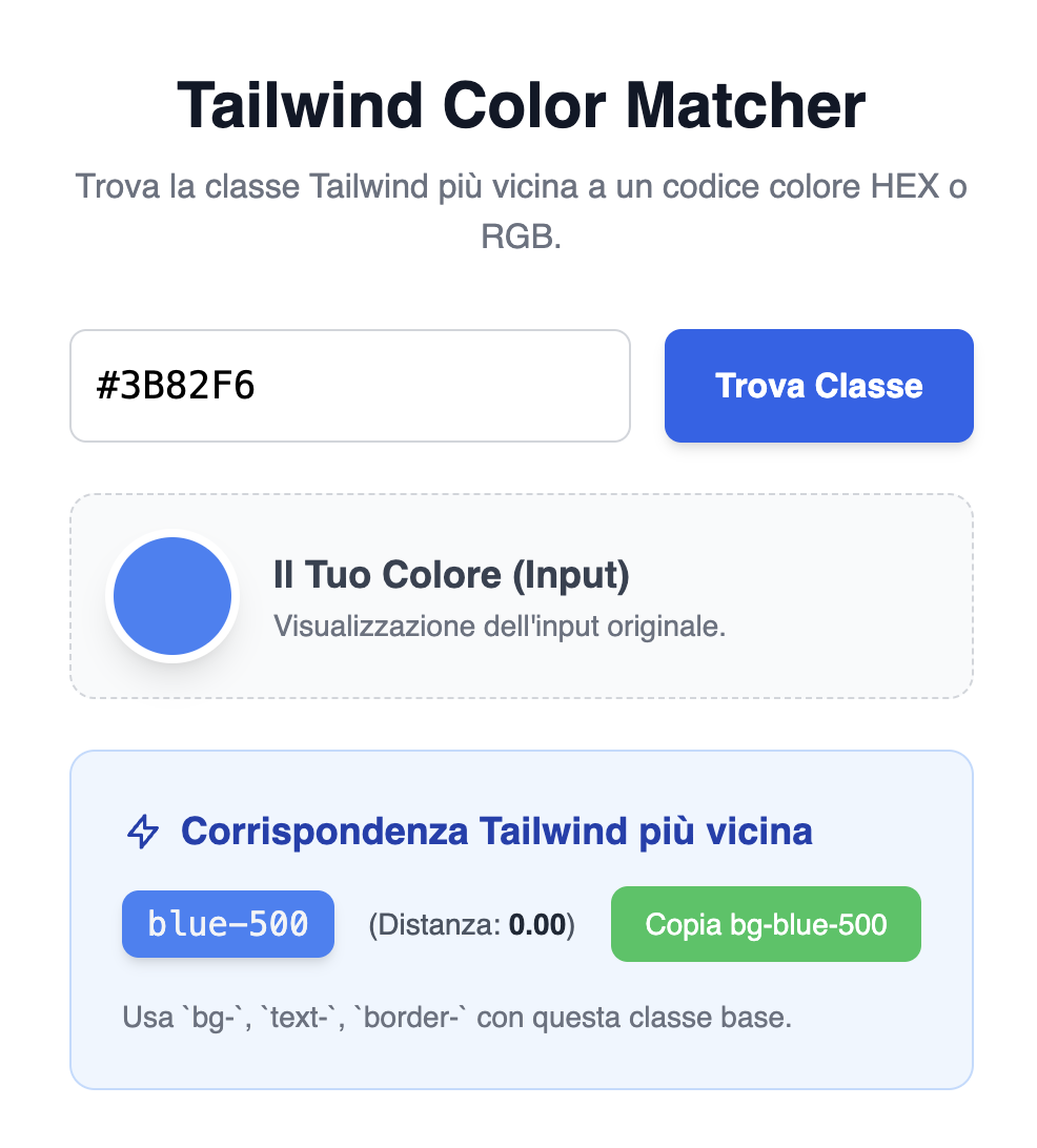 Tailwind Color Utility Finder - Screenshot 2 showing product features and functionality