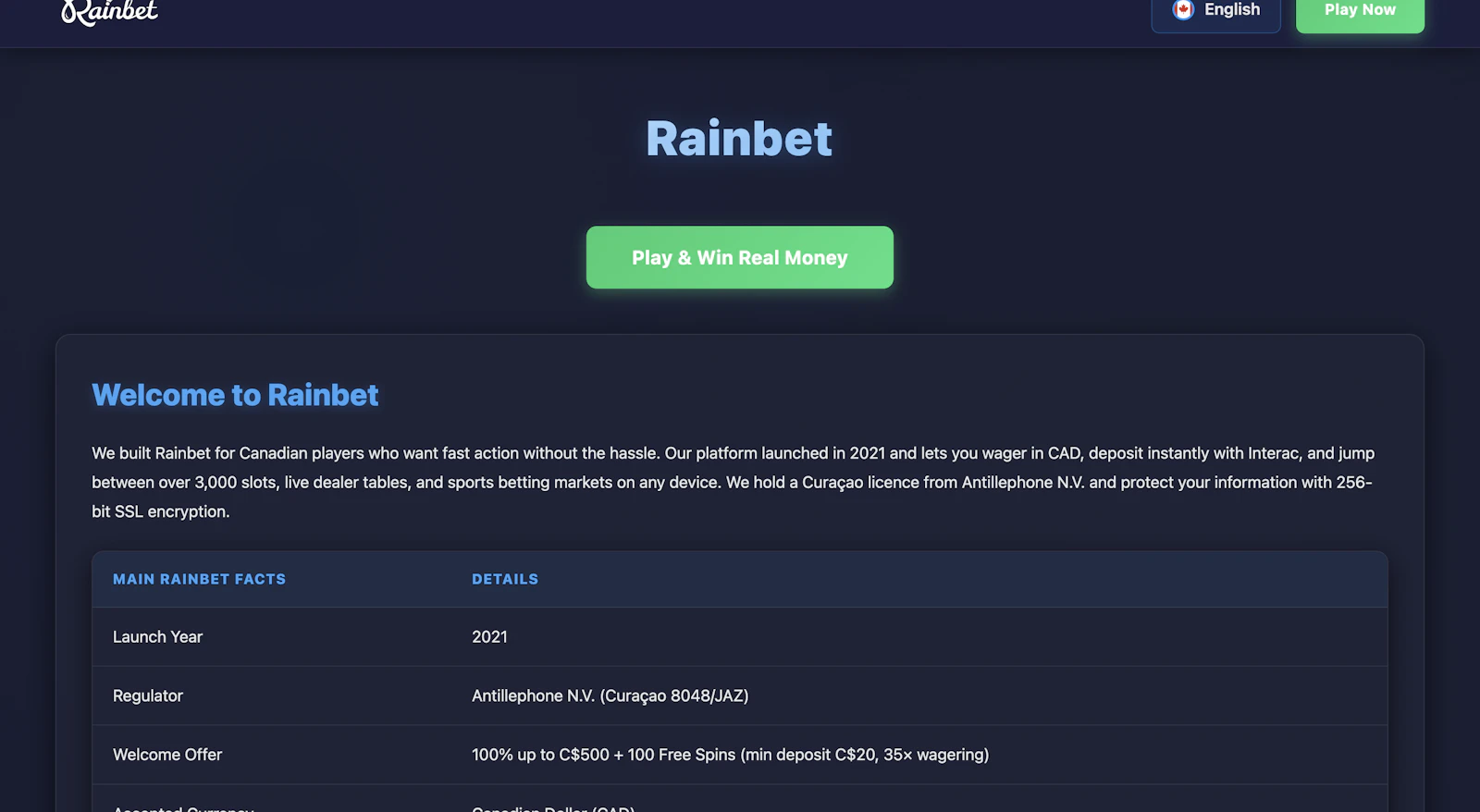 Rainbet screenshot 2