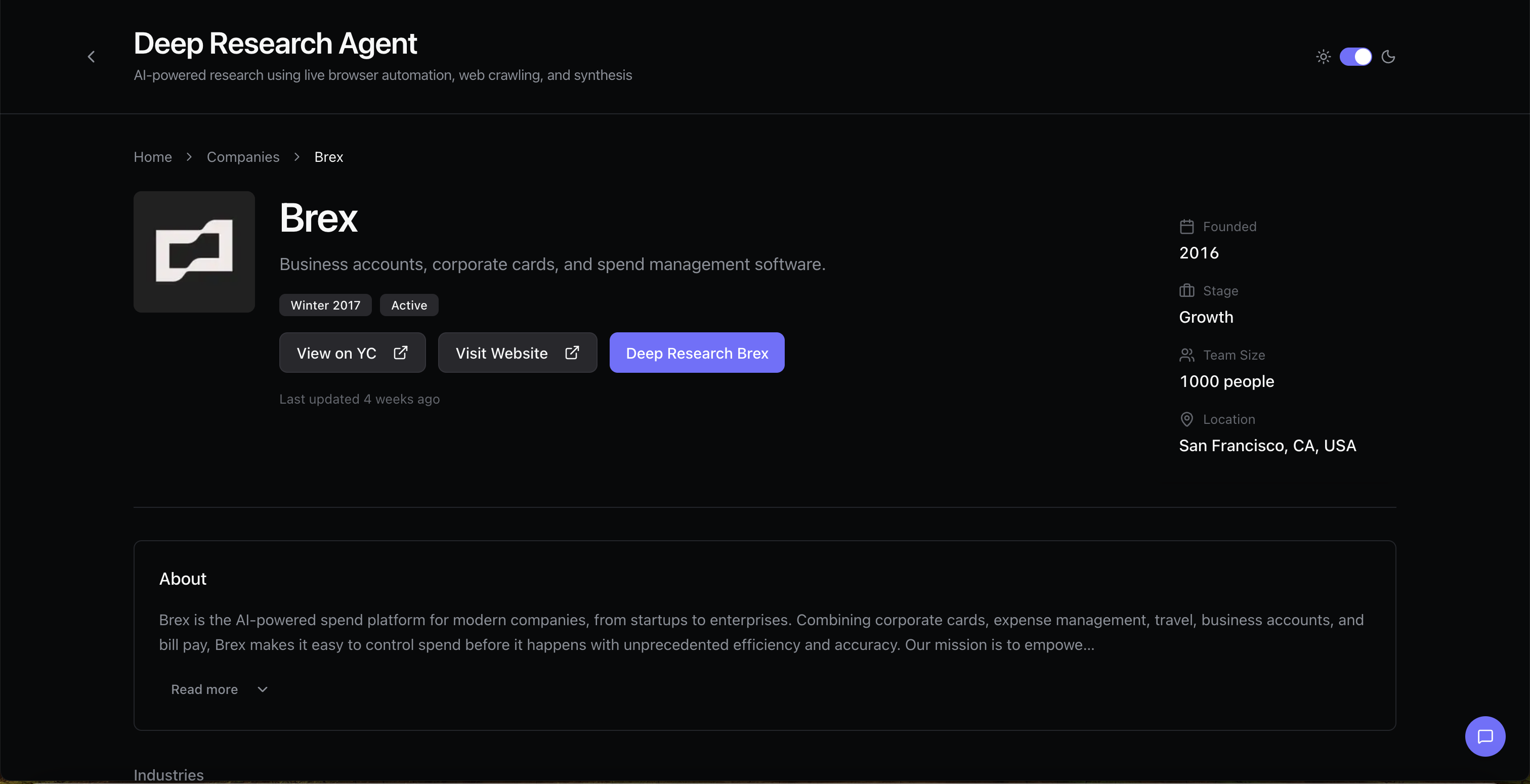 YC Agent - Screenshot 3 showing product features and functionality