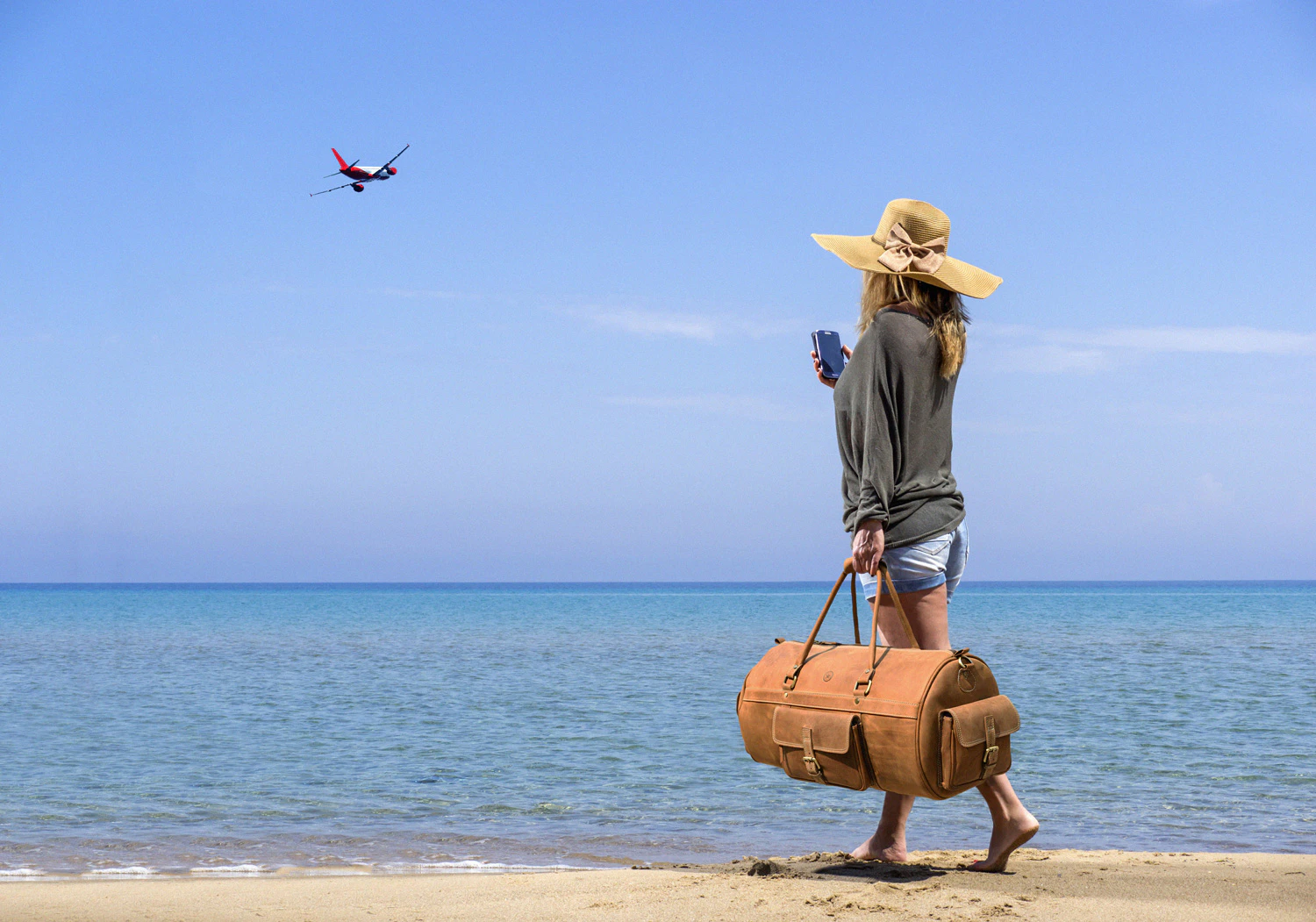 Pamplona Leather Duffle Brown Bag