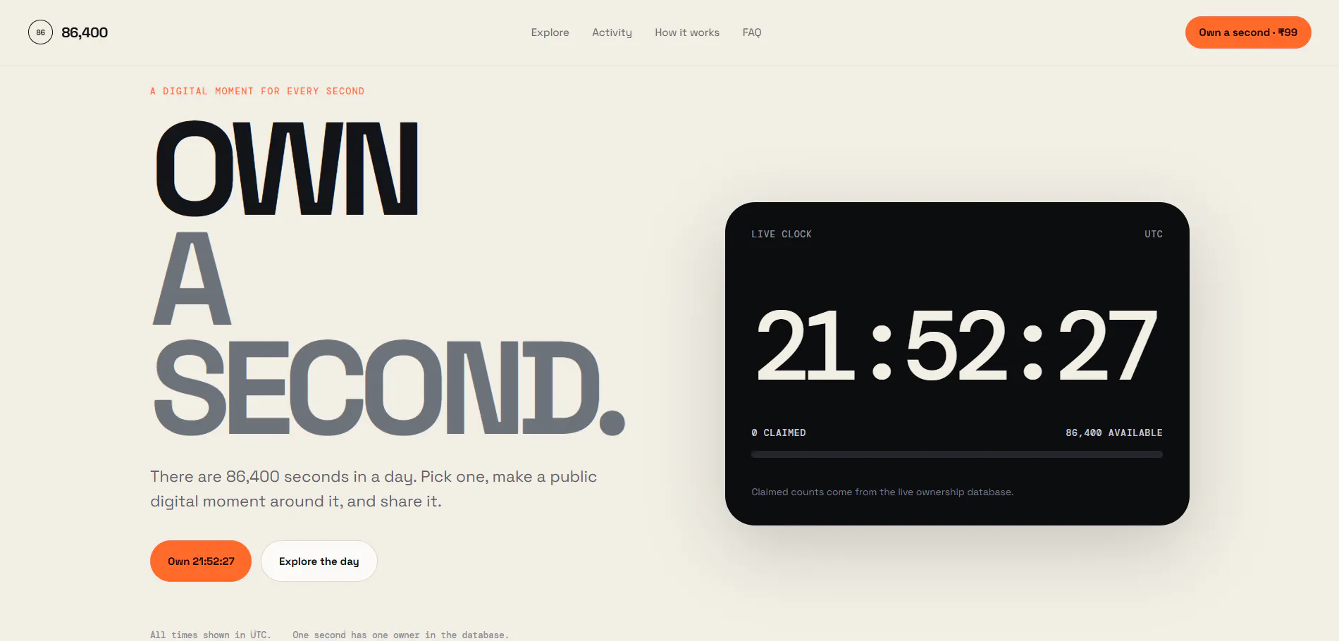 86,400 — Own a Second gallery image