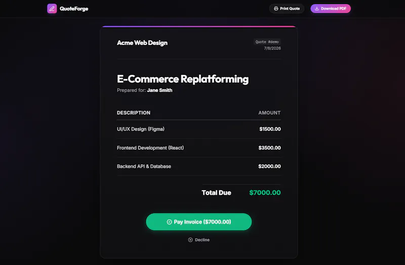 QuoteForge screenshot 1