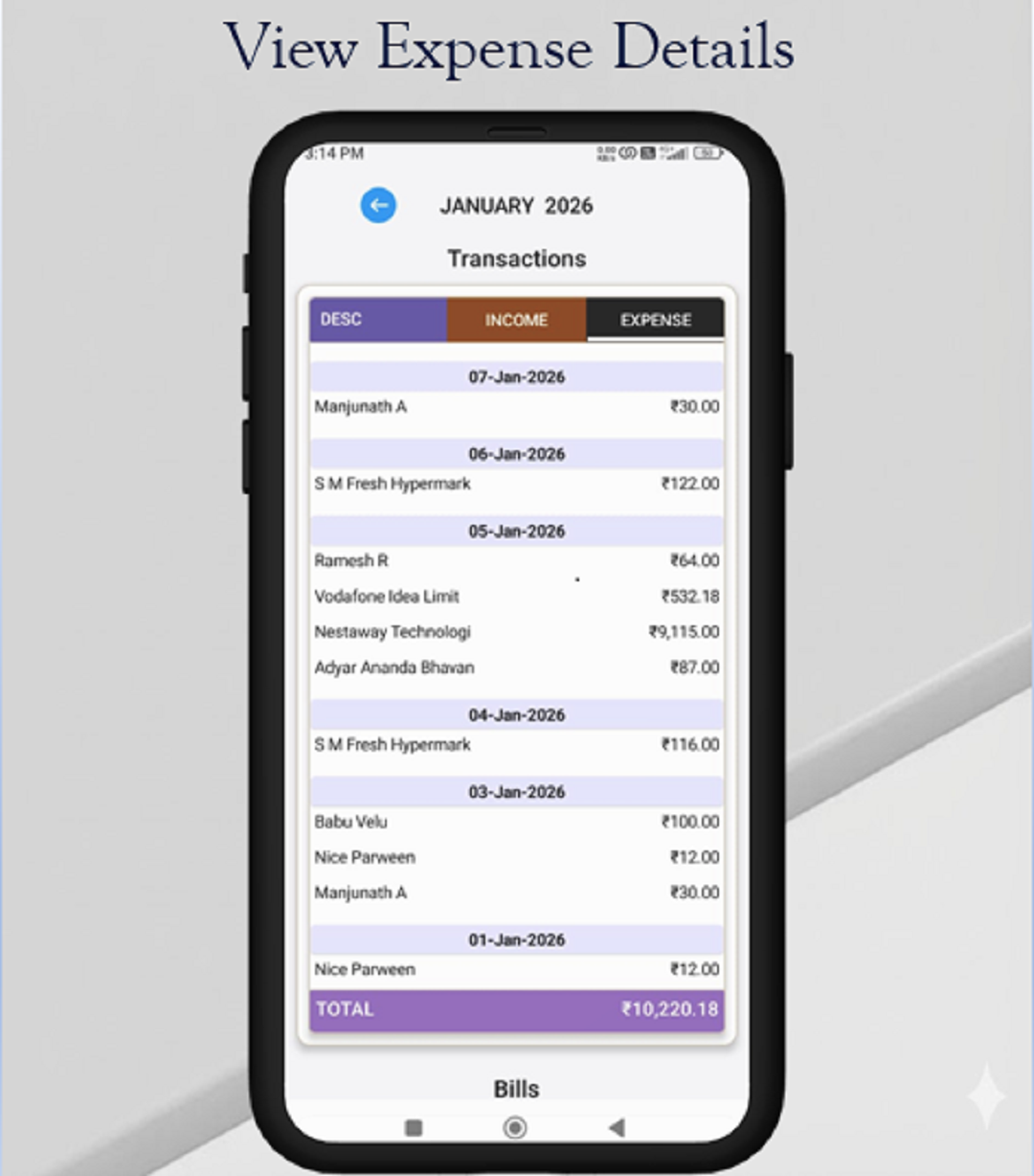 Auto Track Expenses and Bills - Screenshot 4 showing product features and functionality