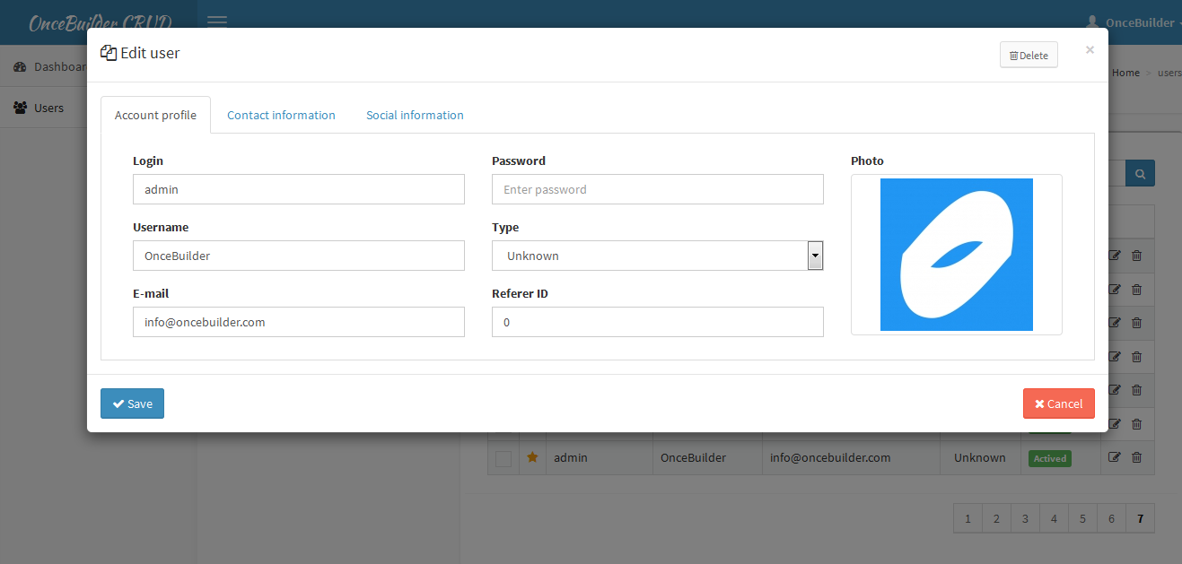 OnceBuilder CRUD gallery image
