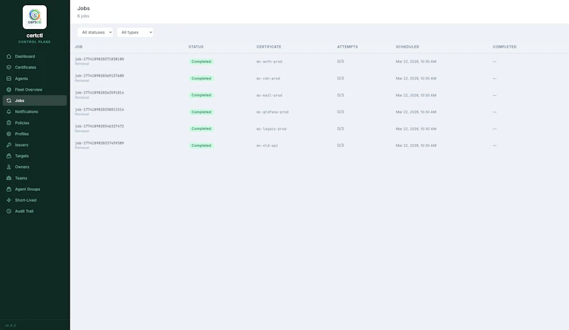 certctl screenshot 9