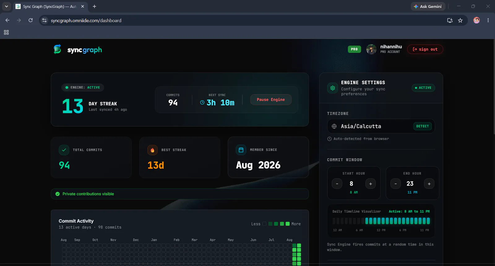 Sync Graph — Automate Your GitHub Streak screenshot 3