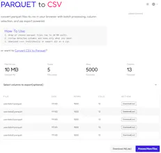 Parquet to CSV Converter gallery image