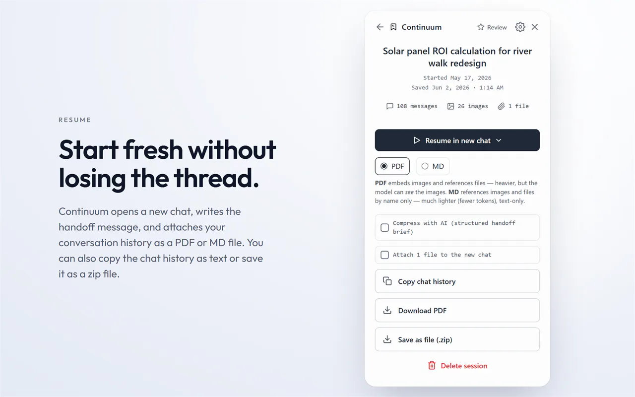 Continuum: Capture & Resume AI Chats gallery image