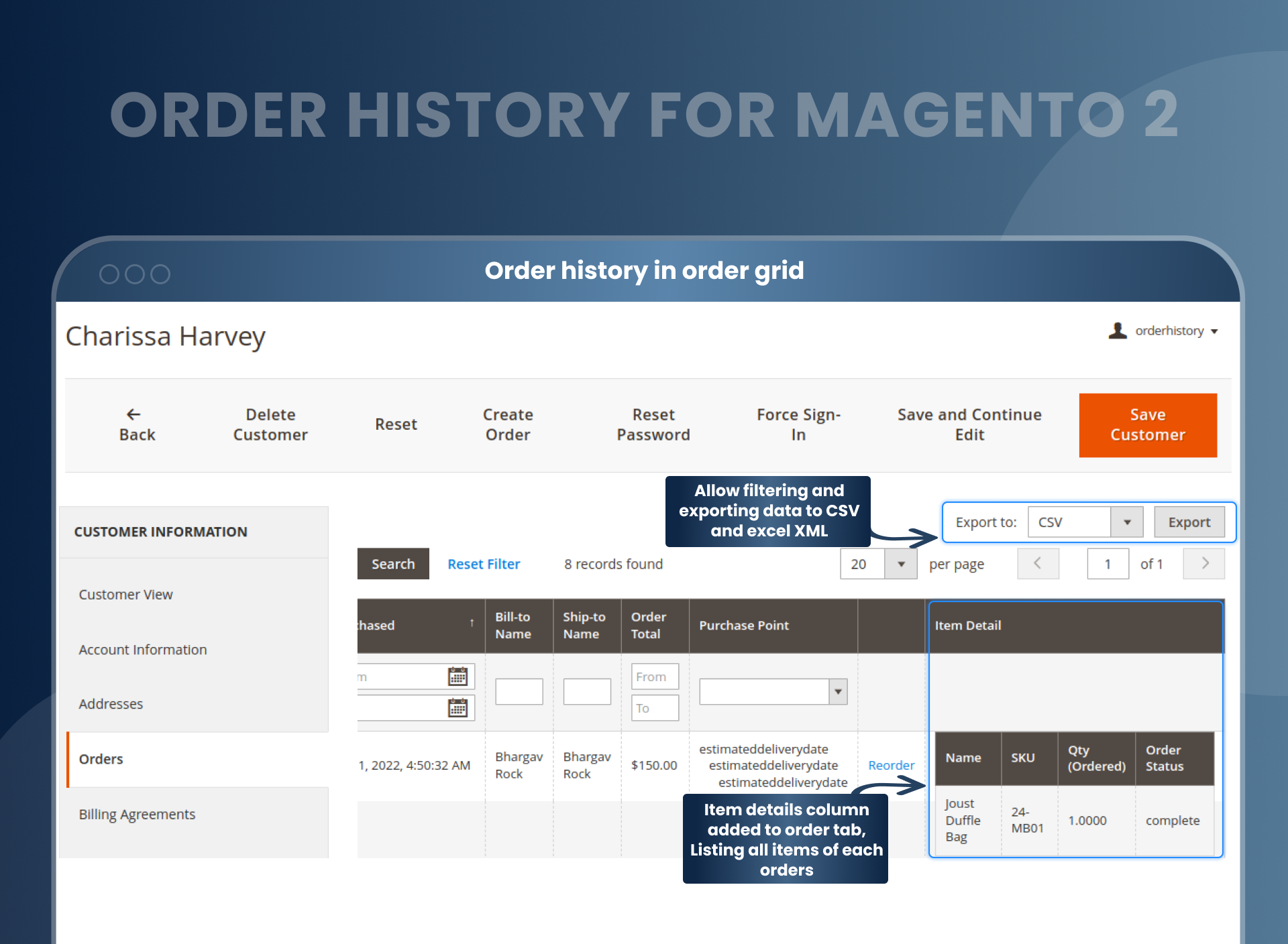 Historique des commandes Magento 2 media 3
