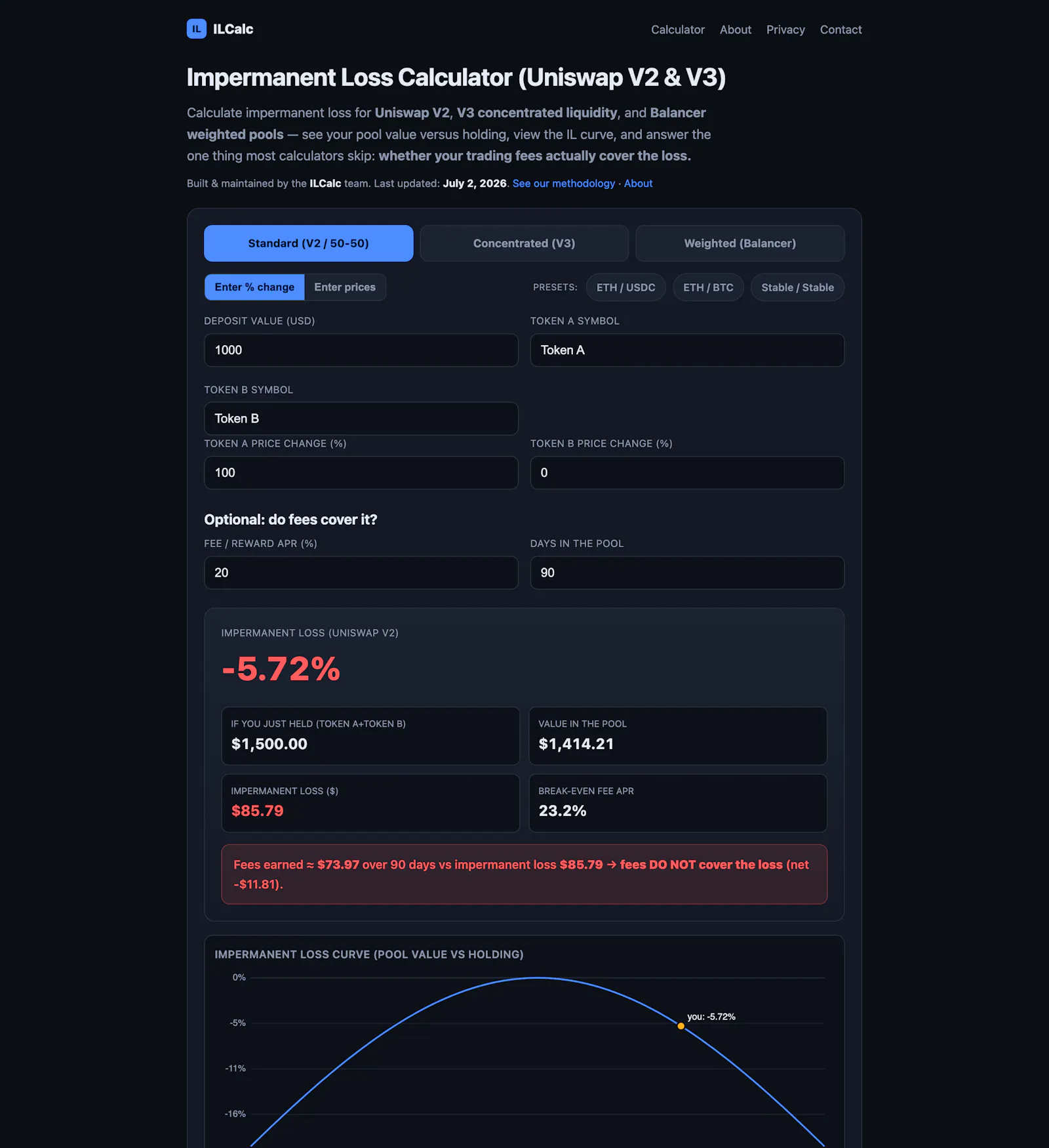 ILCalc screenshot 1