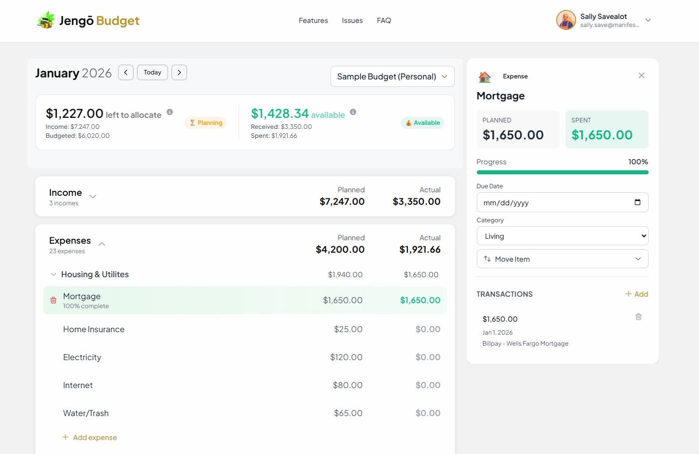 JengōBudget, simple zero-based budgeting - Screenshot 4 showing product features and functionality