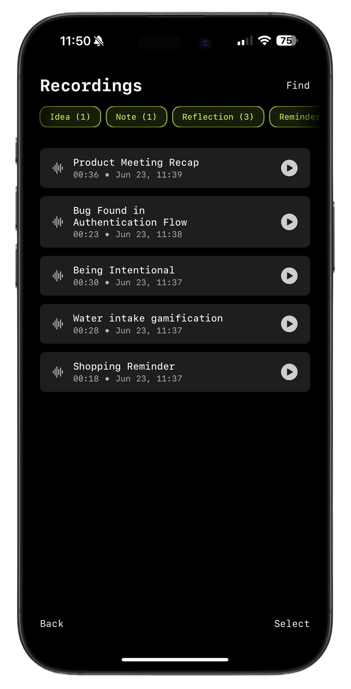 Opmerking voor zelfmemo's - Gratis AI-stemmemo's op de apparaat media 2