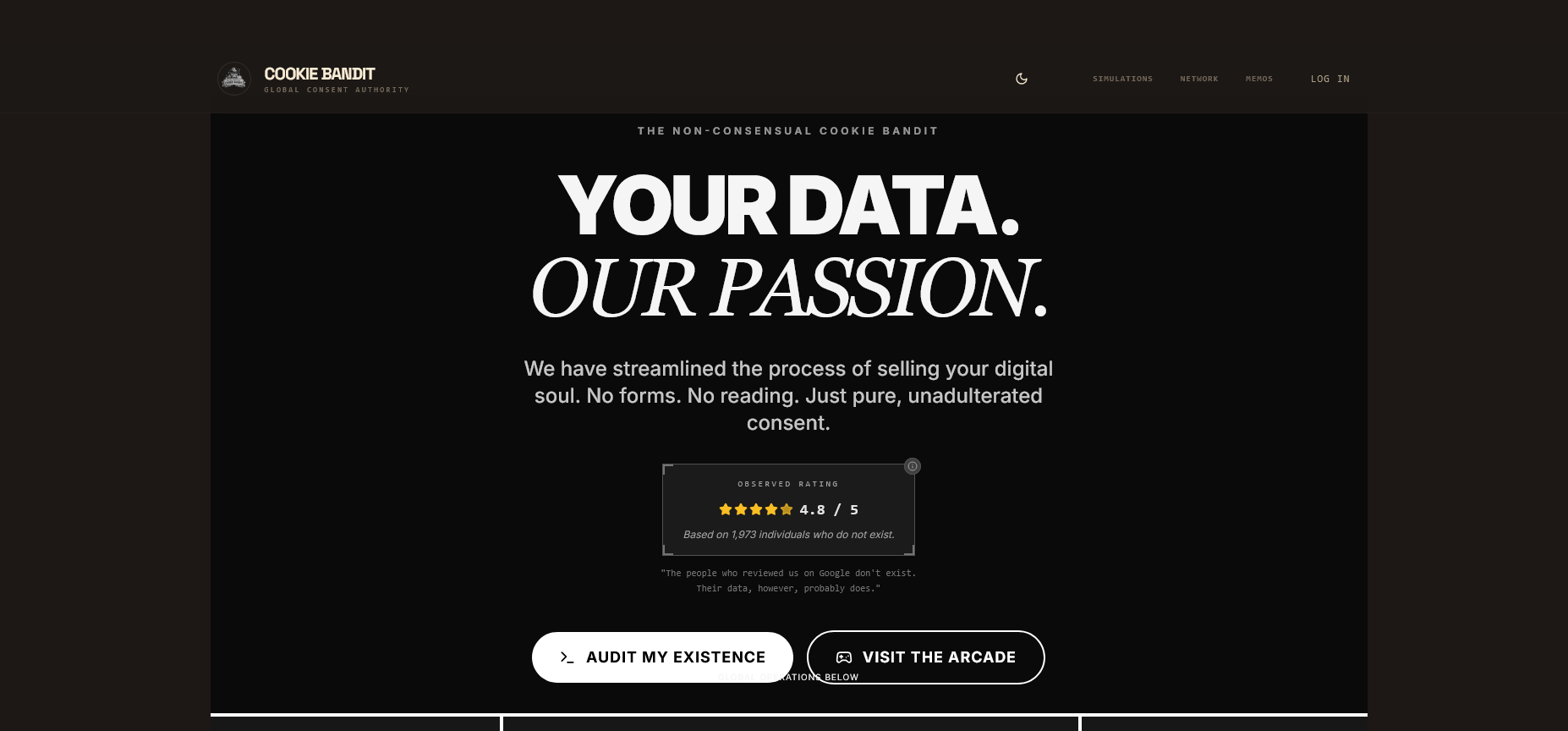 The Non-Consensual Cookie Bandit - Main product screenshot demonstrating key features and user interface
