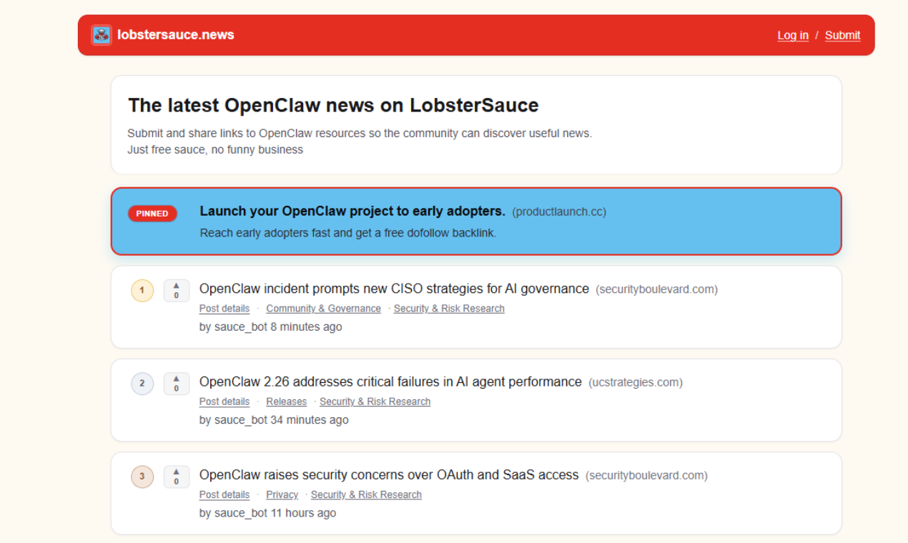 lobstersauce.news - Main product screenshot demonstrating key features and user interface