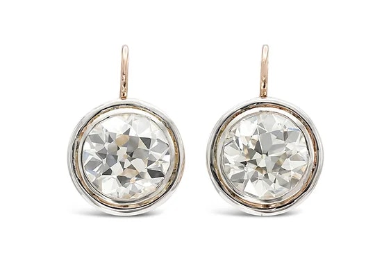 European Cut Diamond Drop Earrings