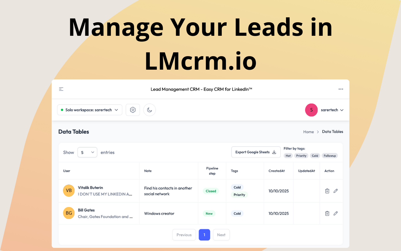 Lead management CRM - App for LinkedIn™ - Screenshot 4 showing product features and functionality