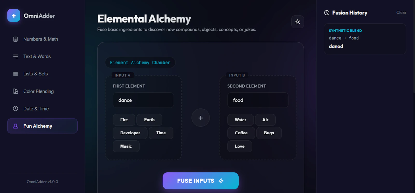 OmniAdder—The Universal  Fusion Engine screenshot 1