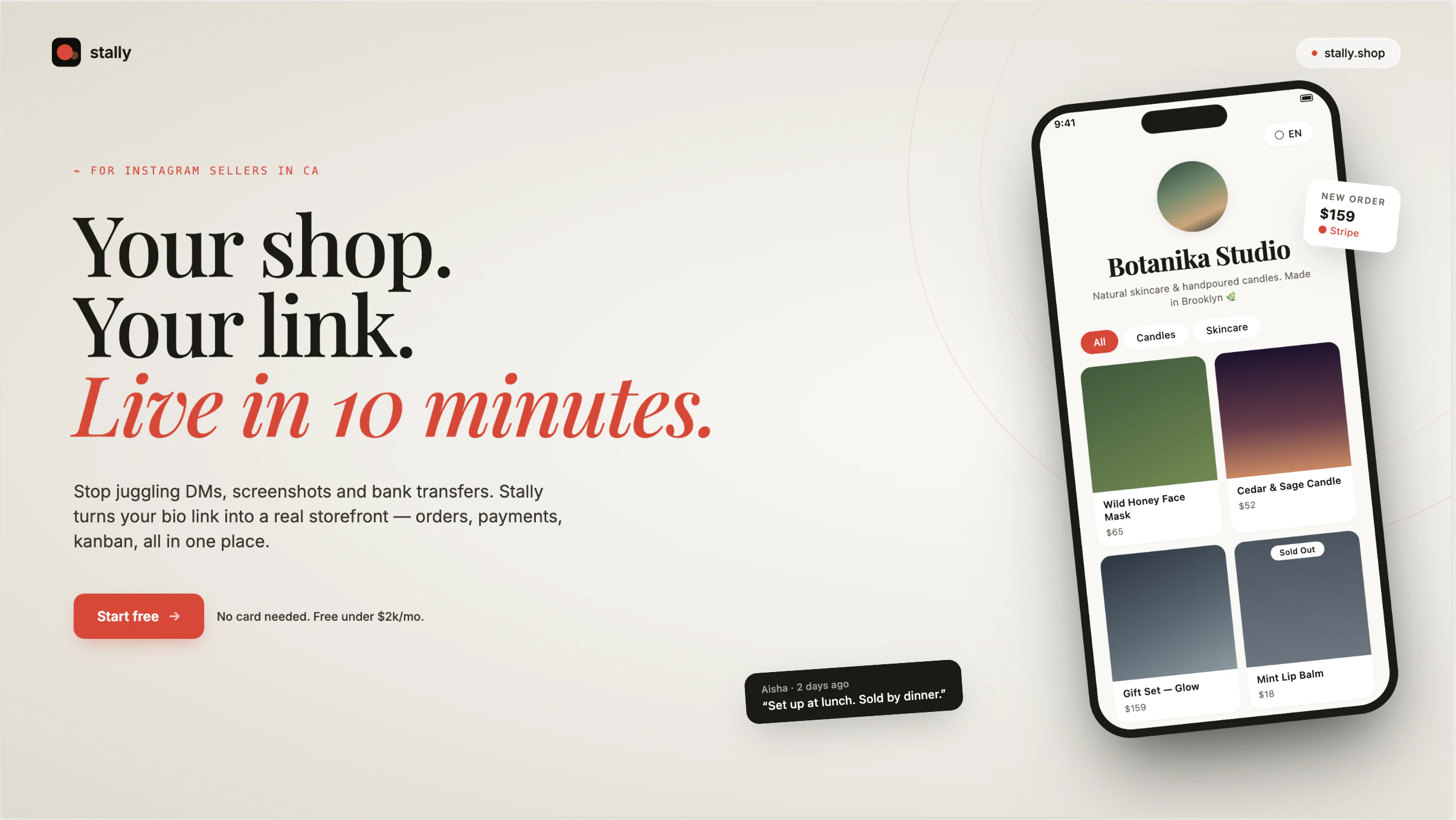 Stally — Your shop, one link away screenshot 1