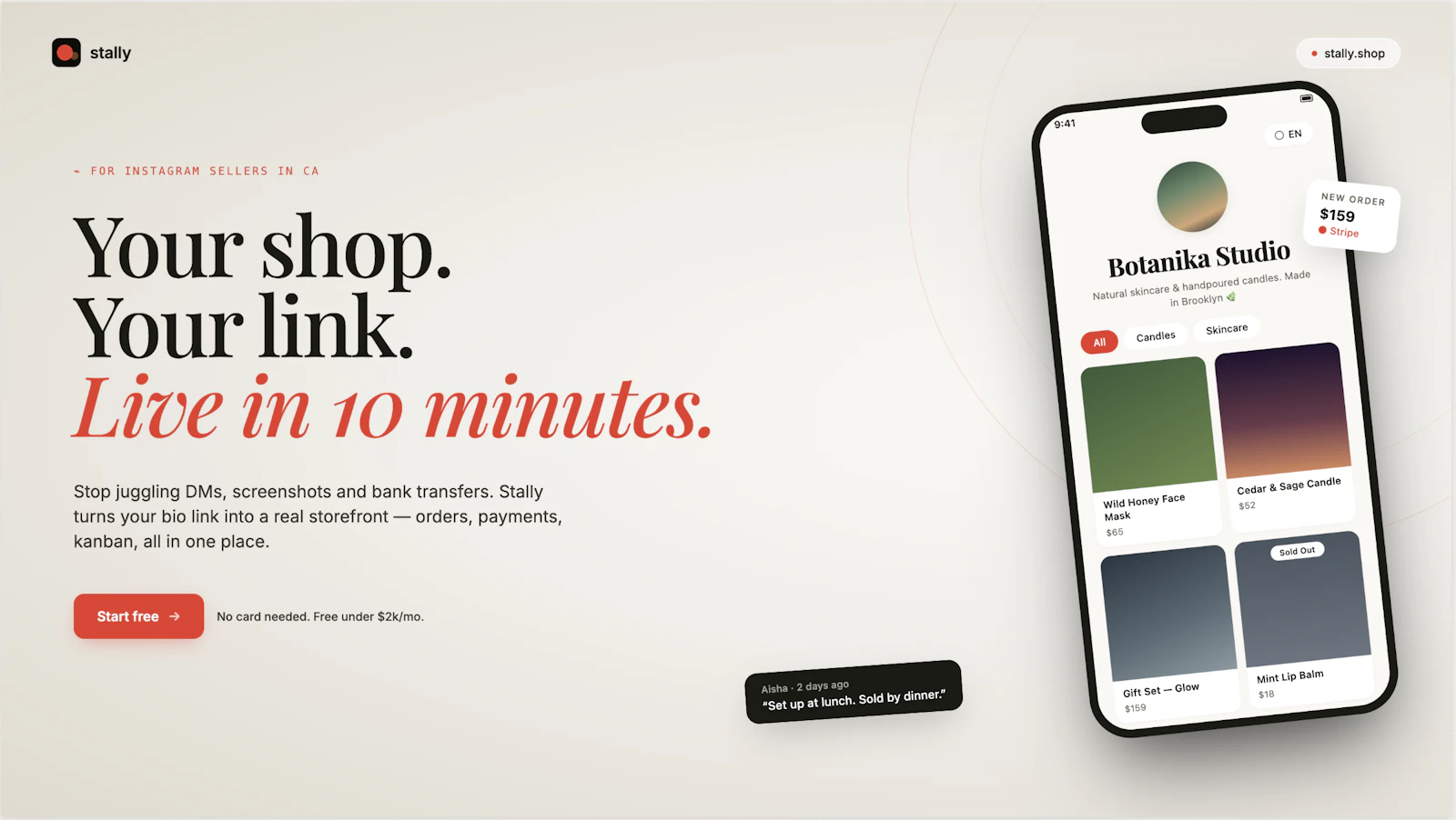 Stally — Your shop, one link away screenshot 1