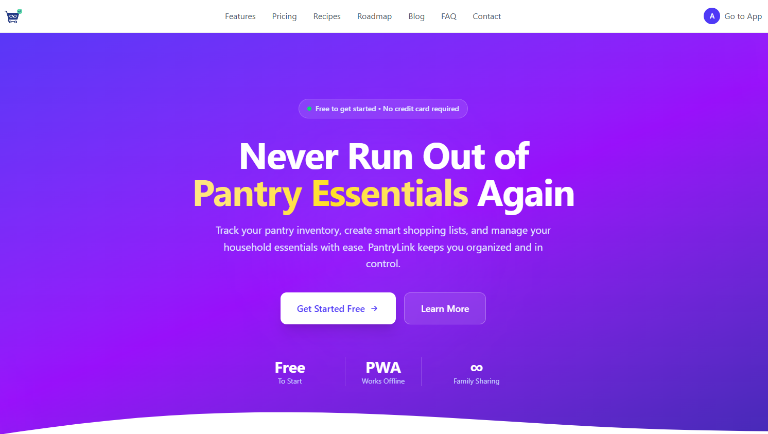 PantryLink - Main product screenshot demonstrating key features and user interface