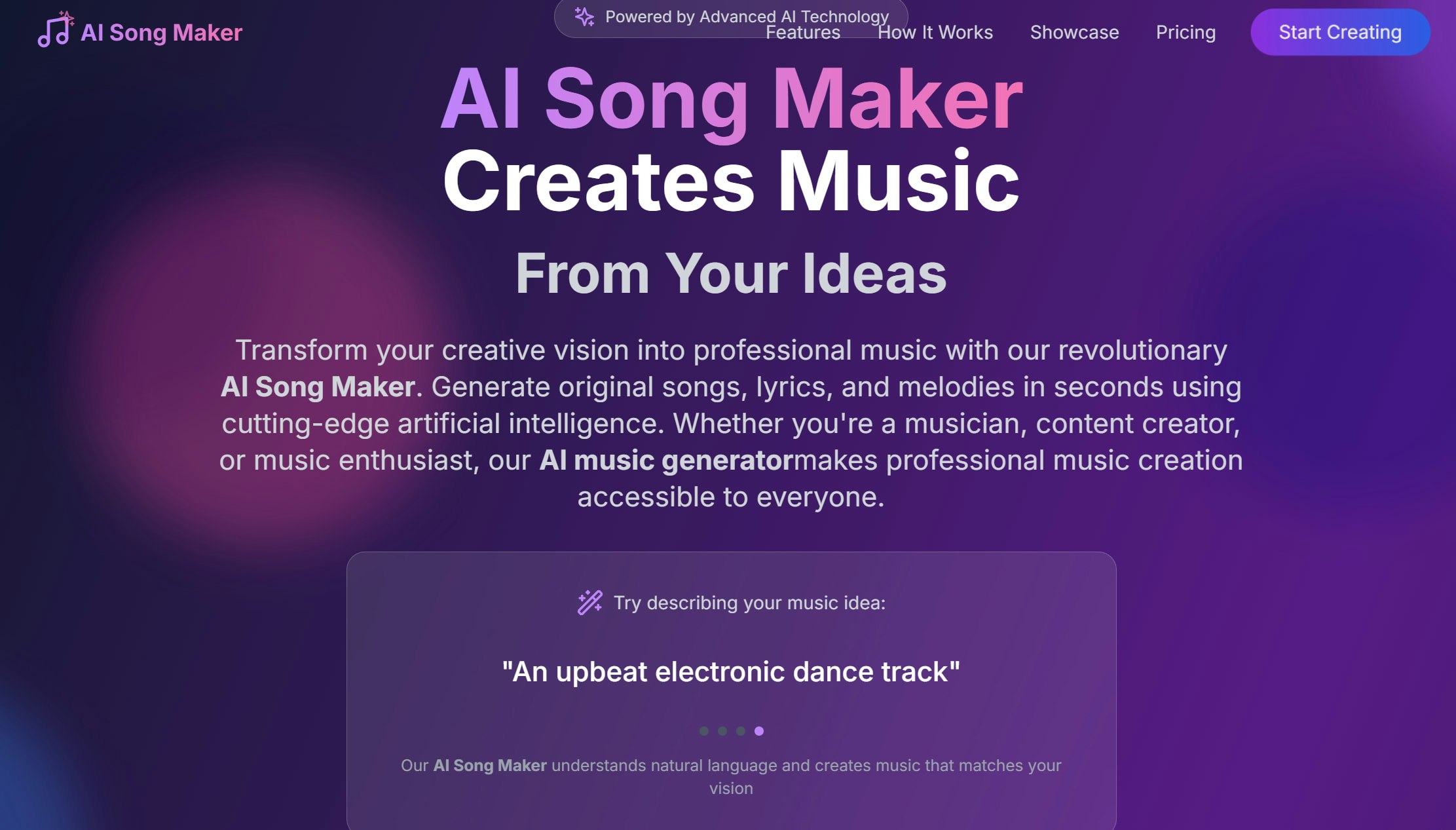 AI Song Maker - Main product screenshot demonstrating key features and user interface