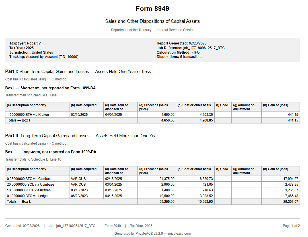Private, offline Crypto Tax Calculator gallery image
