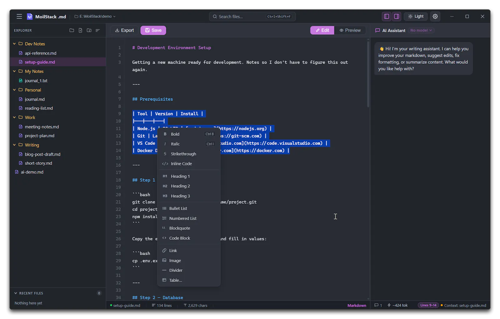 MoilStack .md (markdown) screenshot 4