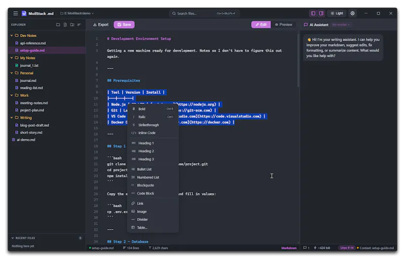 MoilStack .md (markdown) screenshot 4