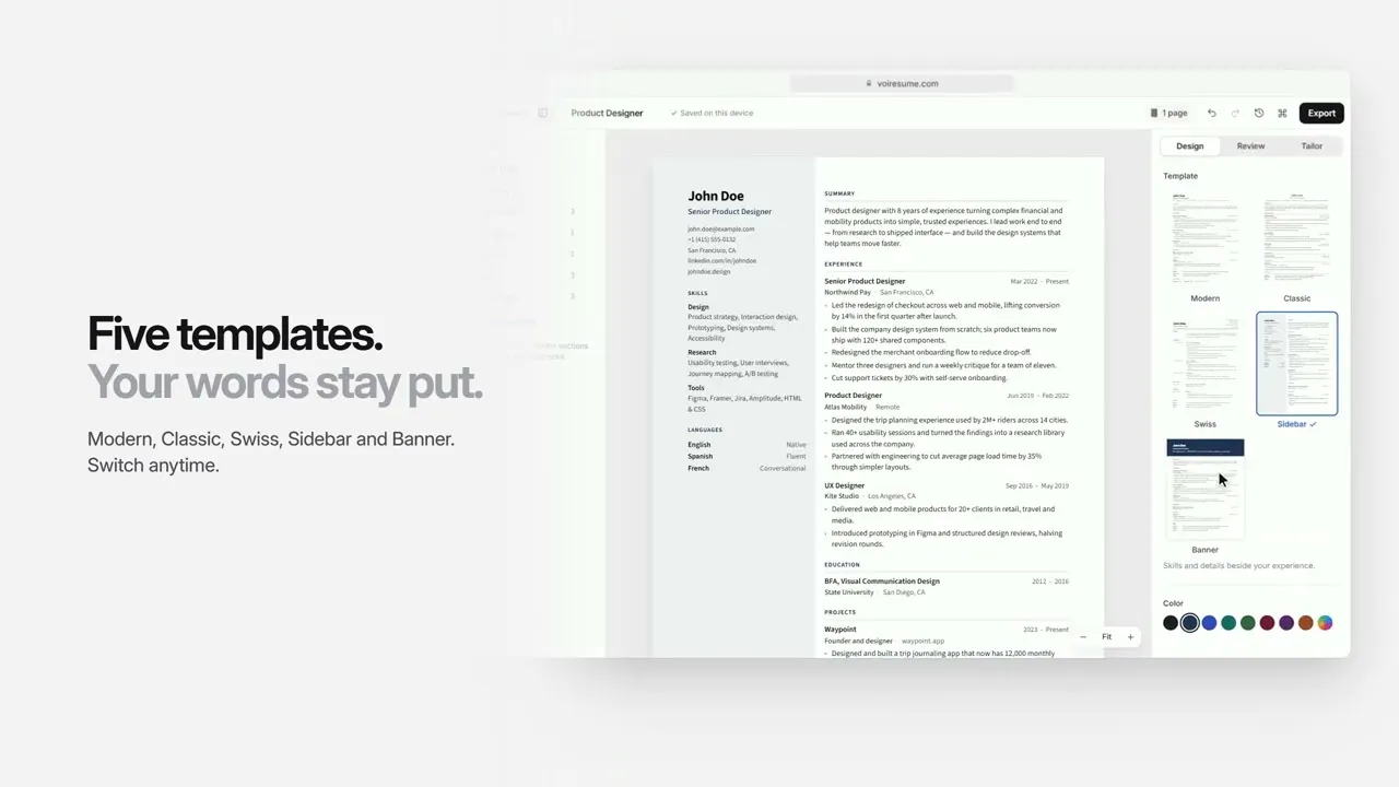 Voi Resume gallery image