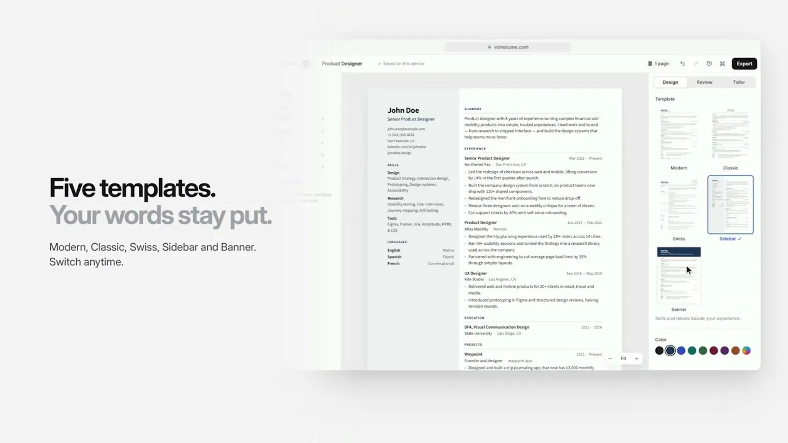 Voi Resume screenshot 1 (video preview)