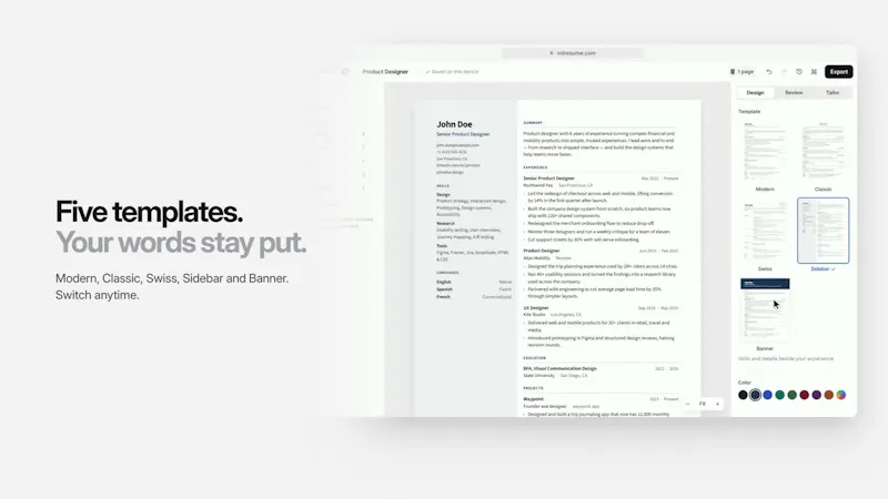 Voi Resume screenshot 1 (video preview)