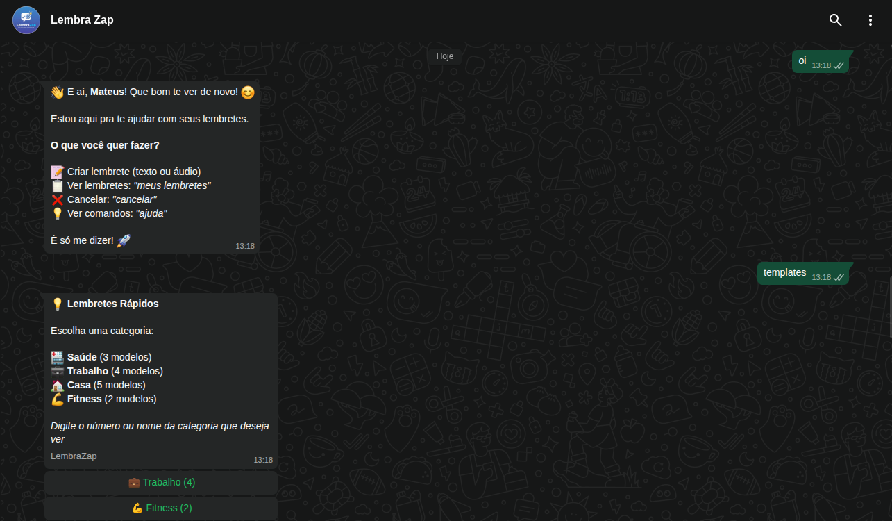 LembraZap - AI-Powered Whats Reminders - Main screenshot showing features and interface