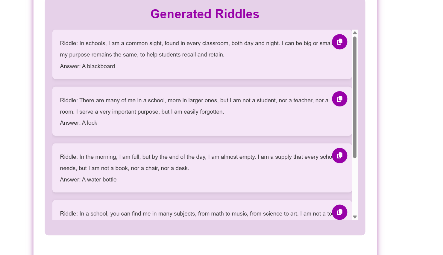 ToolifyPro Riddle Generator - Screenshot 2 showing product features and functionality