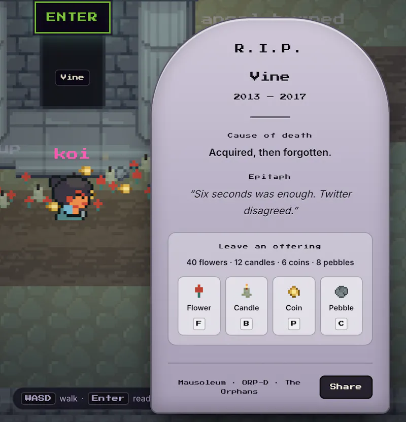 Internet Cemetery screenshot 4