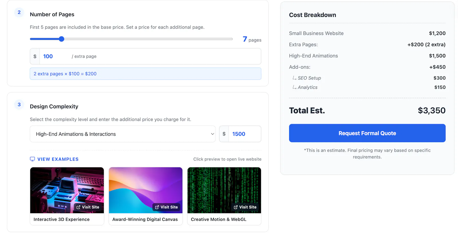 Website Cost Calculator by Niresh screenshot 3