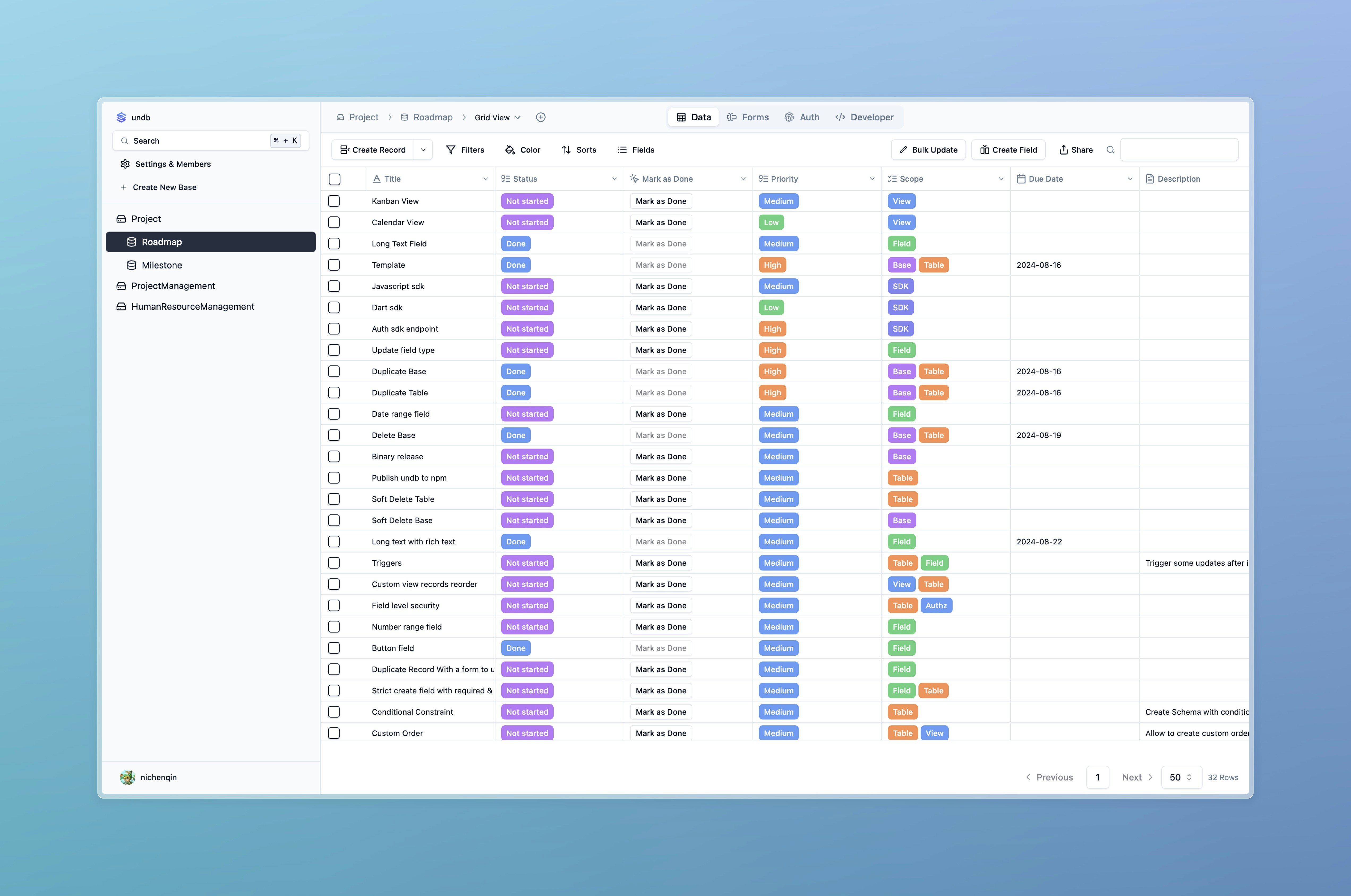 startuptile Undb-Open source Airtable alternative & backend as a service