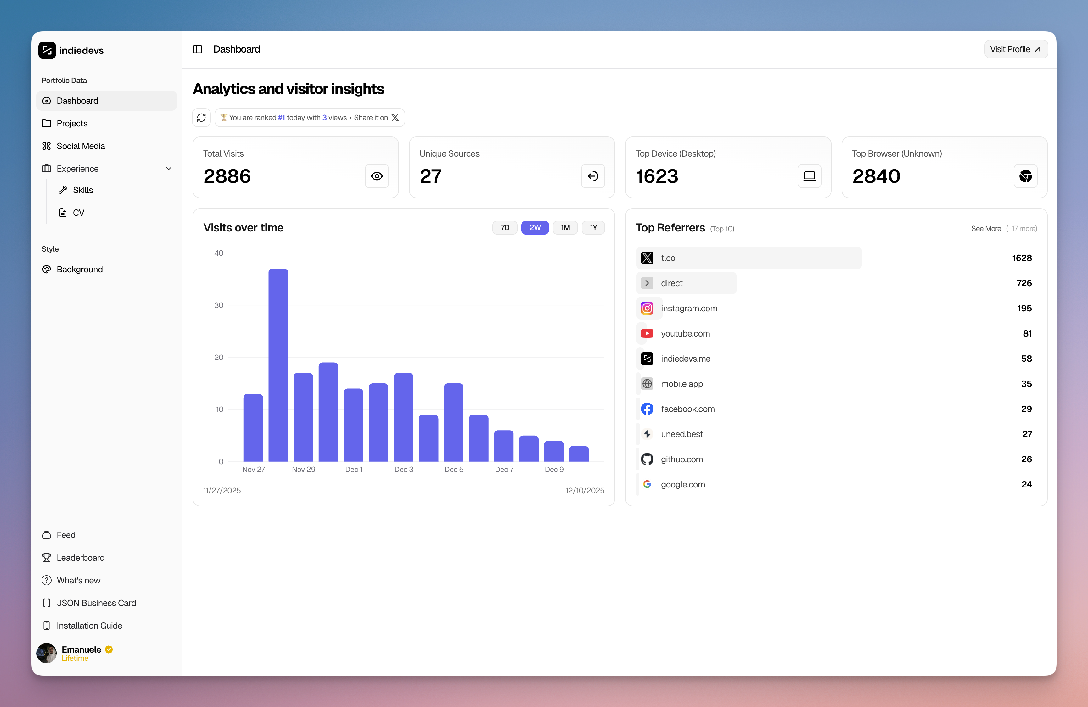 IndieDevs - Screenshot 2 showing product features and functionality