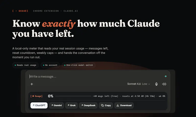 Guage — Claude usage tracker screenshot 1